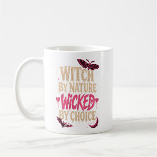 Caneca De Café Bruxa por Natureza Má por Escolha Halloween Rosa