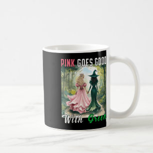 Caneca De Café Bruxa Rosa Combina Com Bruxa de Halloween Verde Wo