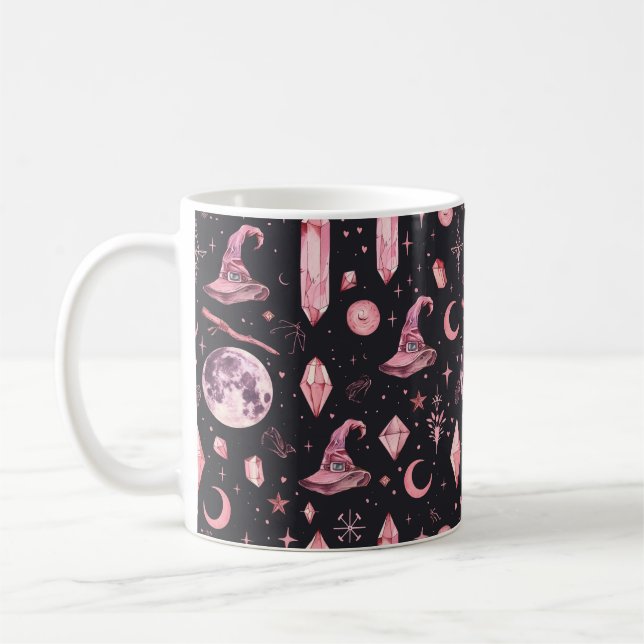 Caneca De Café Bruxa Rosa Fofo  (Esquerda)