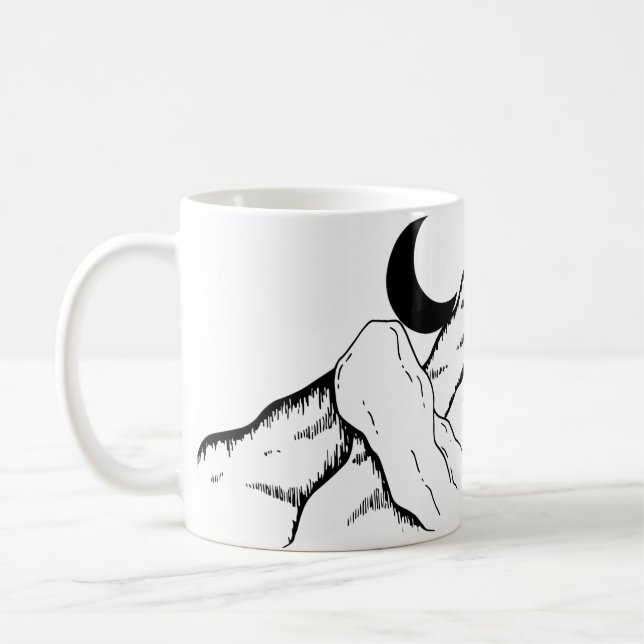 Caneca De Café Bruxa Subindo uma Montanha à Noite - Lua Mística (Esquerda)