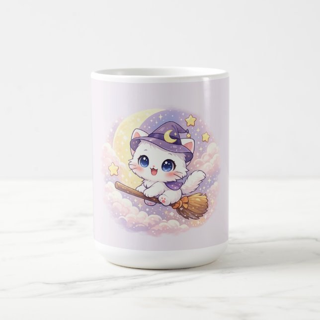 Caneca De Café Bruxa Vassoura Kawaii Kitty (Centro)