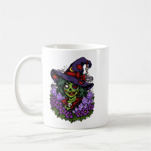 Caneca De Café Bruxa Zumbi de Fevereiro com Gemas e Flores