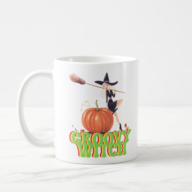 Caneca De Café bruxas de Dia de as Bruxas engraçado BROVY WITCH (Esquerda)