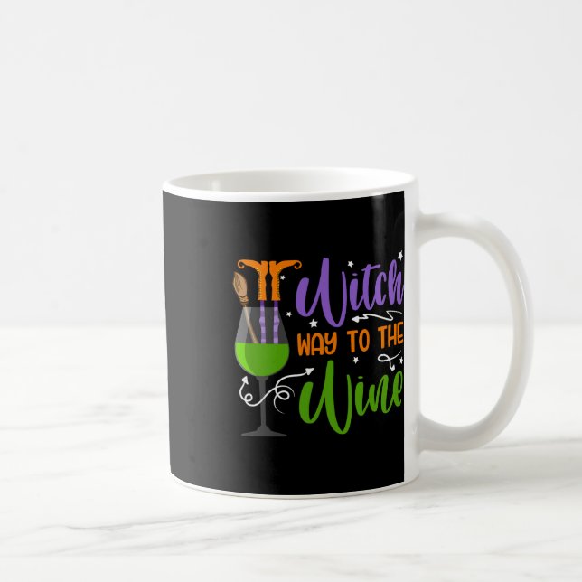 Caneca De Café Bruxas De Halloween Caminham Com A Roupa Do Vinho (Direita)