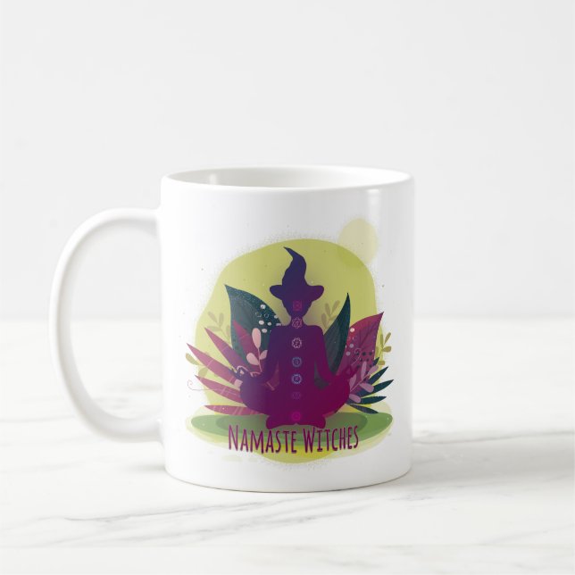 Caneca De Café Bruxas do Halloween Yoga Namaste (Esquerda)