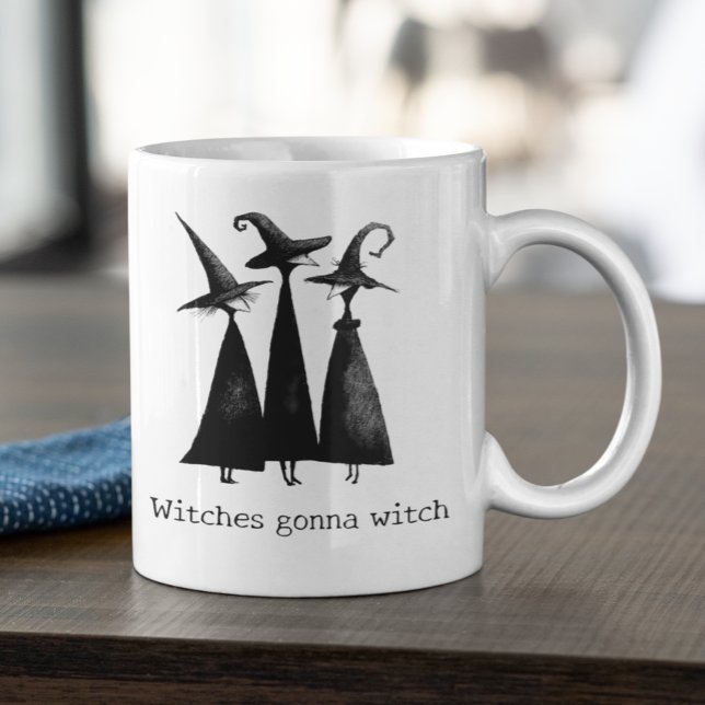 Caneca De Café Bruxas Vão Fazer Bruxaria no Halloween  (Criador carregado)