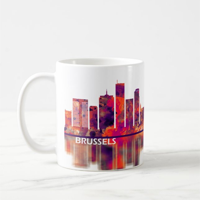 Caneca De Café Bruxelas Bélgica Skyline (Esquerda)
