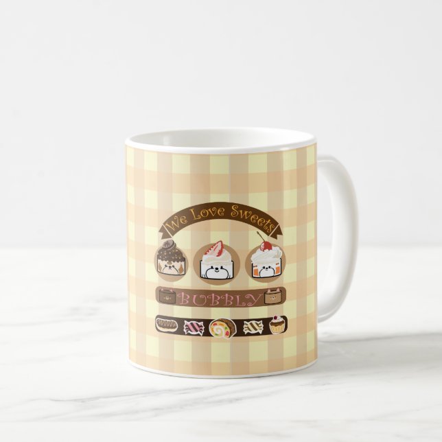 Caneca De Café Bubble e amigos adoram doces (Frente Esquerda)