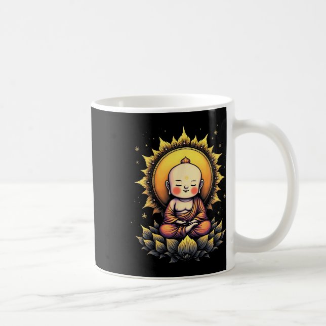 Caneca De Café Buda Fofo Meditando Projeto de Yoga Pacífico _1 (Direita)