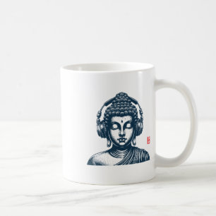 Caneca De Café Buda Usando Fones de Ouvido Vintage Retro Cinza, U