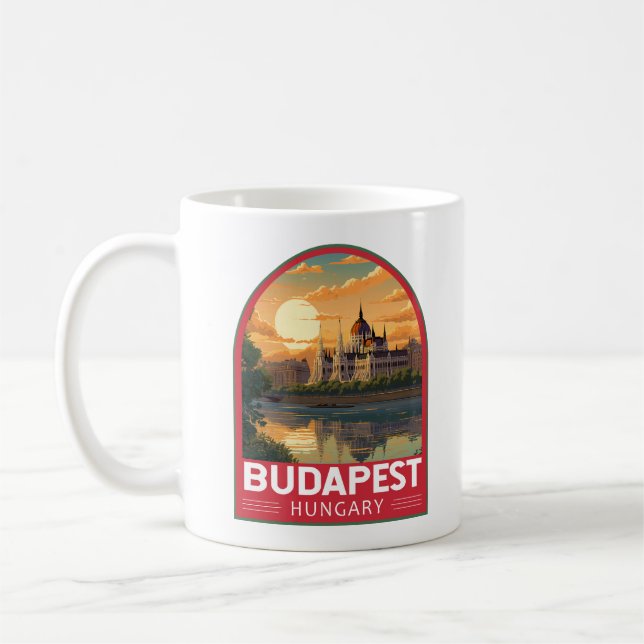 Caneca De Café Budapest Hungary Viagem Art Vintage (Esquerda)