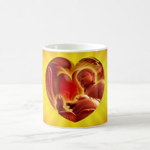 Caneca De Café BUDHA Heart   Brilho amarelo