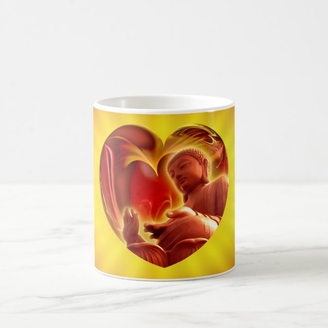 Caneca De Café BUDHA Heart | Brilho amarelo (Centro)