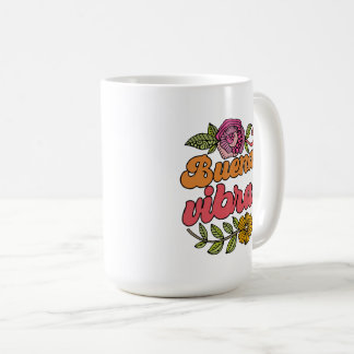 Caneca De Café Buenas Vibras | Adesivo de Citação Espanhola de Bo