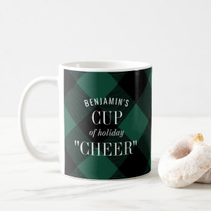 Caneca De Café Búfalo Negro Verde Cheque Xadrez Engraçado Natal