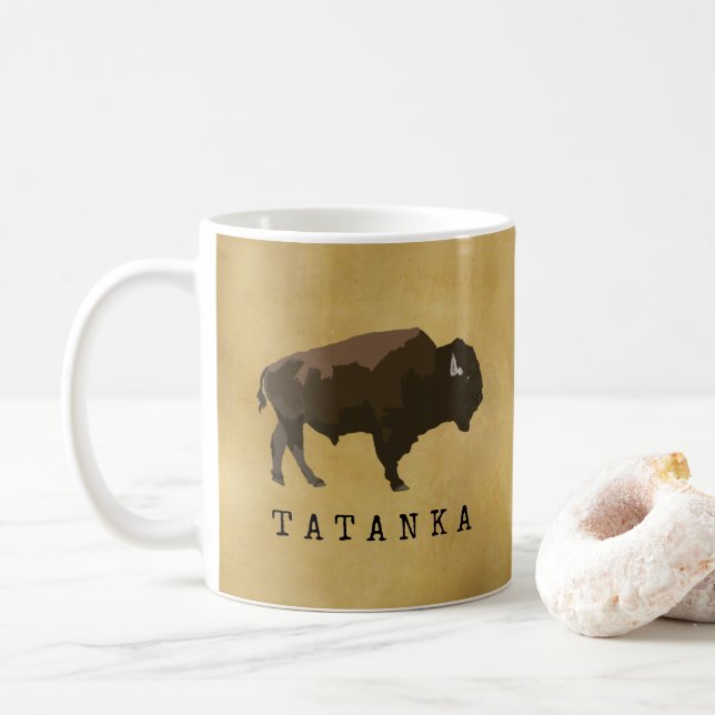 Caneca De Café Buffalo Americano Nativo | Bison | Desenho de Tata (Com Donut)