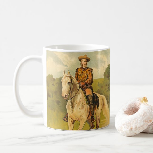 Caneca De Café Buffalo Bill Cody sobre Cavalo (Com Donut)