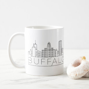 Caneca De Café Buffalo, Nova York  Linha Skyline Estilizada da Ci