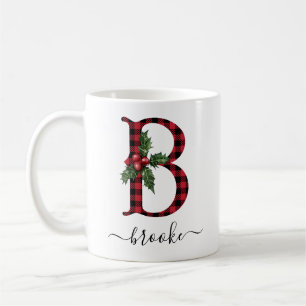 Caneca De Café Buffalo Xadrez B Monograma Café de Natal