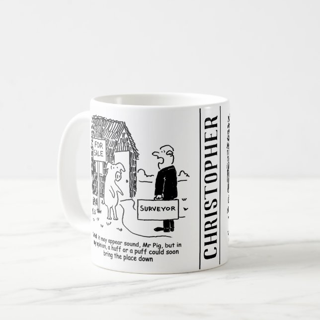 Caneca De Café Building Surveyor olha para a casa do Sr. Pig (Frente Esquerda)