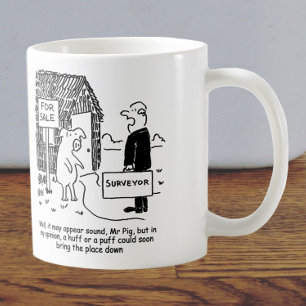 Caneca De Café Building Surveyor olha para a casa do Sr. Pig