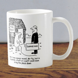 Caneca De Café Building Surveyor olha para a casa do Sr. Pig