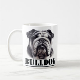 Caneca De Café Buldogue em preto e branco