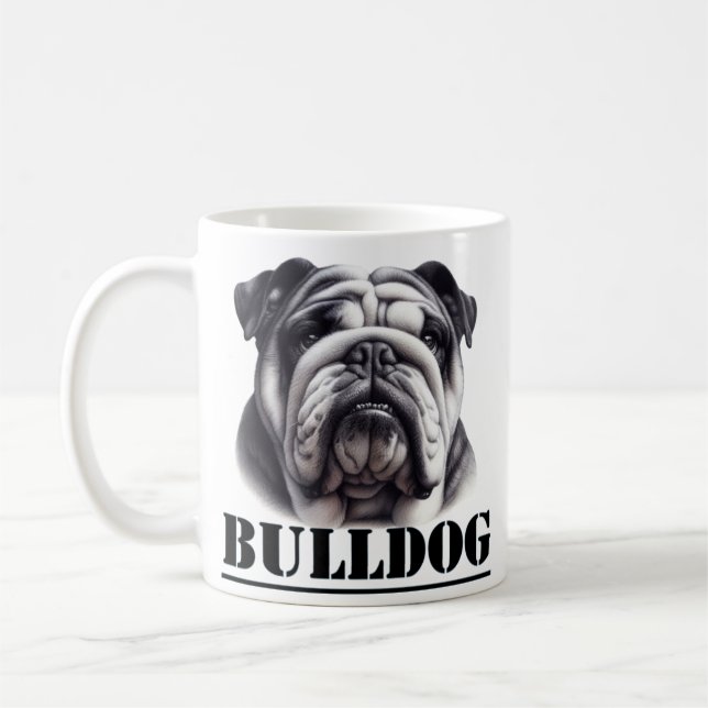Caneca De Café Buldogue em preto e branco (Esquerda)