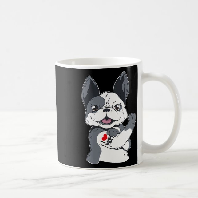 Caneca De Café Buldogue Engraçado Eu Amo A Mãe Tatuagem (Direita)