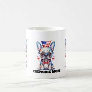 Caneca De Café Buldogue Francês Fofo Bandeira Americana com Coraç