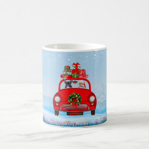 Caneca De Café Buldogue Francês No Carro Com Papai Noel