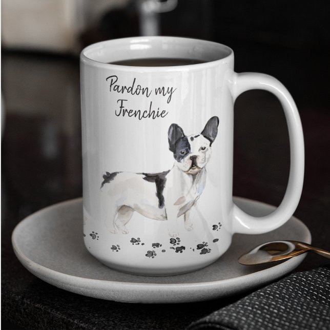 Caneca De Café Buldogue Francês | Perdão, meu francês | Cute Dogg (Criador carregado)