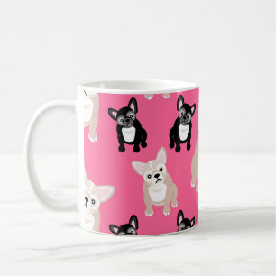Caneca De Café Buldogues franceses dos Frenchies cor-de-rosa