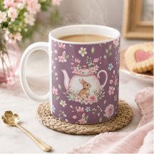 Bule de Chá Coelho Caprichoso Floral Primavera 