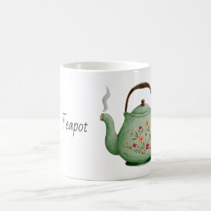 Caneca De Café Bule de Chá Floral Verde