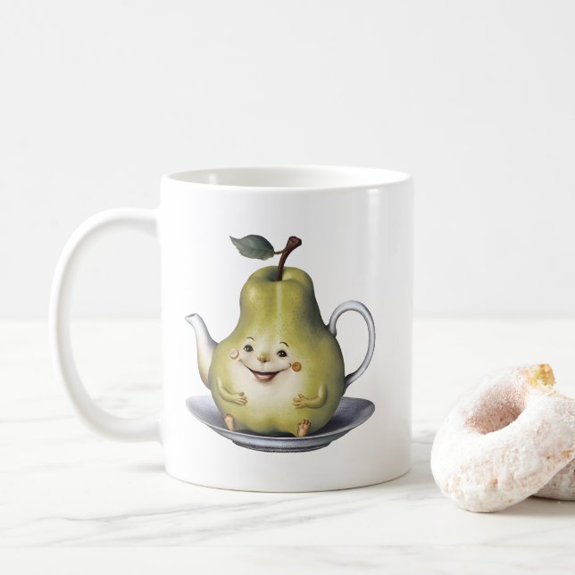 Caneca De Café Bule de pera sorridente (Com Donut)