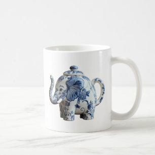 Caneca De Café Bule Elefante de Porcelana Azul