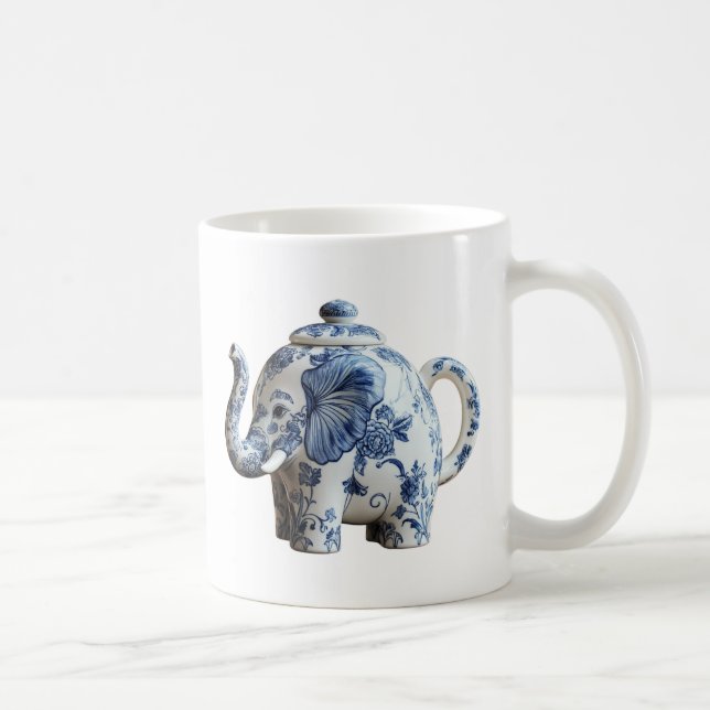 Caneca De Café Bule Elefante de Porcelana Azul (Direita)