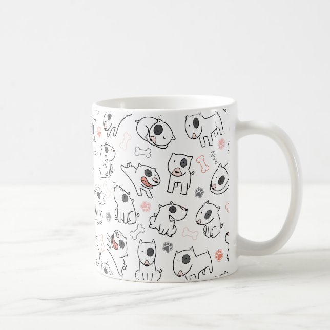 Caneca De Café Bull Terrier Dog Lover Seamless Patterno (Direita)
