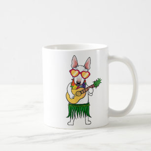 Caneca De Café Bull Terrier Hawaiian Costume Jogando Ukulele Summ