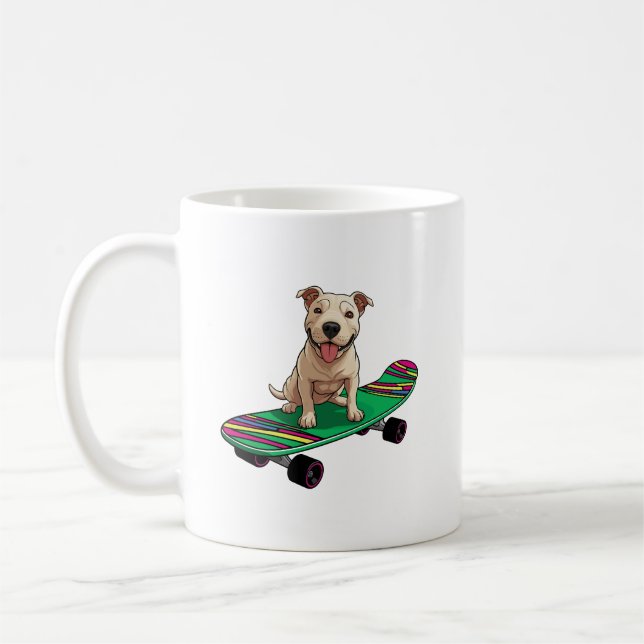 Caneca De Café Bull Terrier inglês num skateboard (Esquerda)