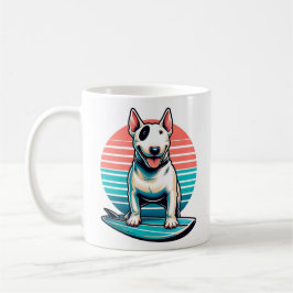 Caneca De Café Bull terrier no estilo retrô do conselho do surf 8