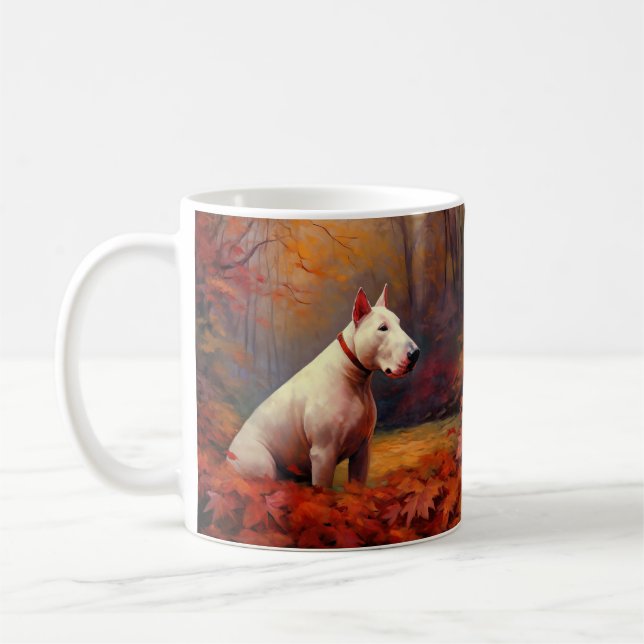Caneca De Café Bull Terrier no outono deixa cair inspiração (Esquerda)
