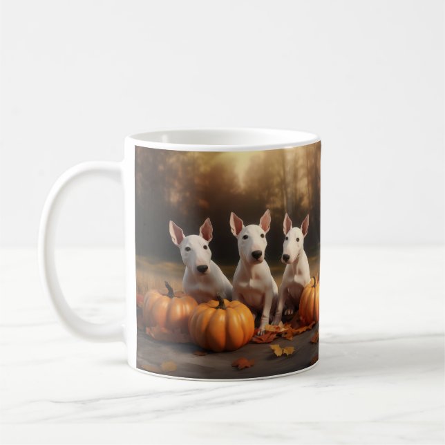 Caneca De Café Bull Terrier Puppy Autumn Delight Pumpkin (Esquerda)