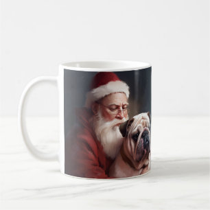 Caneca De Café Bulldog com Papai Noel Natal Festivo