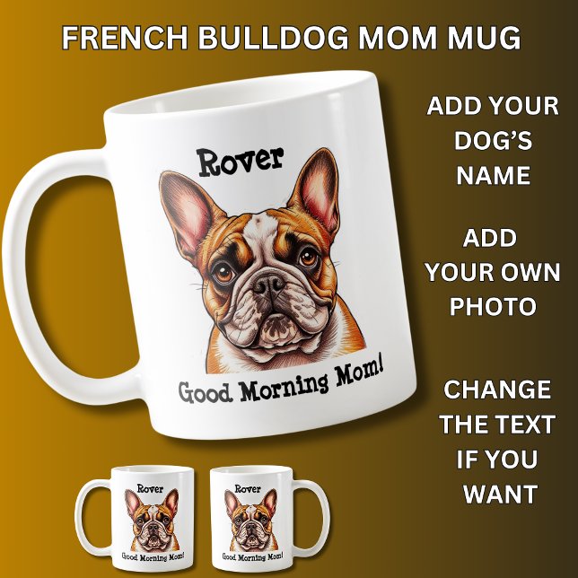Caneca De Café Bulldog Francês, Add Dog's Name, Change Photo (Criador carregado)