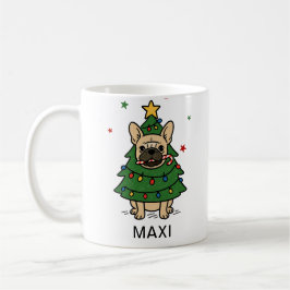 Caneca De Café Bulldog Francês Árvore de Natal Nome Personalizado