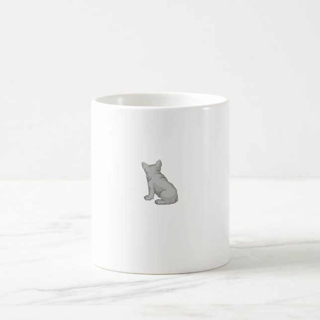 Caneca De Café Bulldog Francês Azul, Bulldog Branco Pixel (Centro)