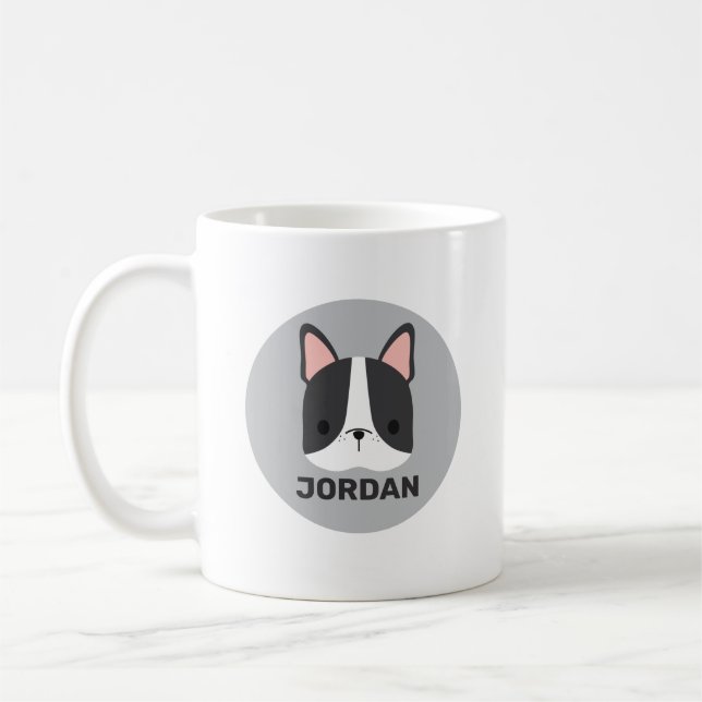 Caneca De Café Bulldog Francês Bonito com Nome Personalizado (Esquerda)