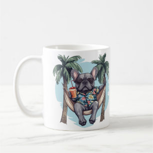 Caneca De Café Bulldog Francês com Camisa Havaiana